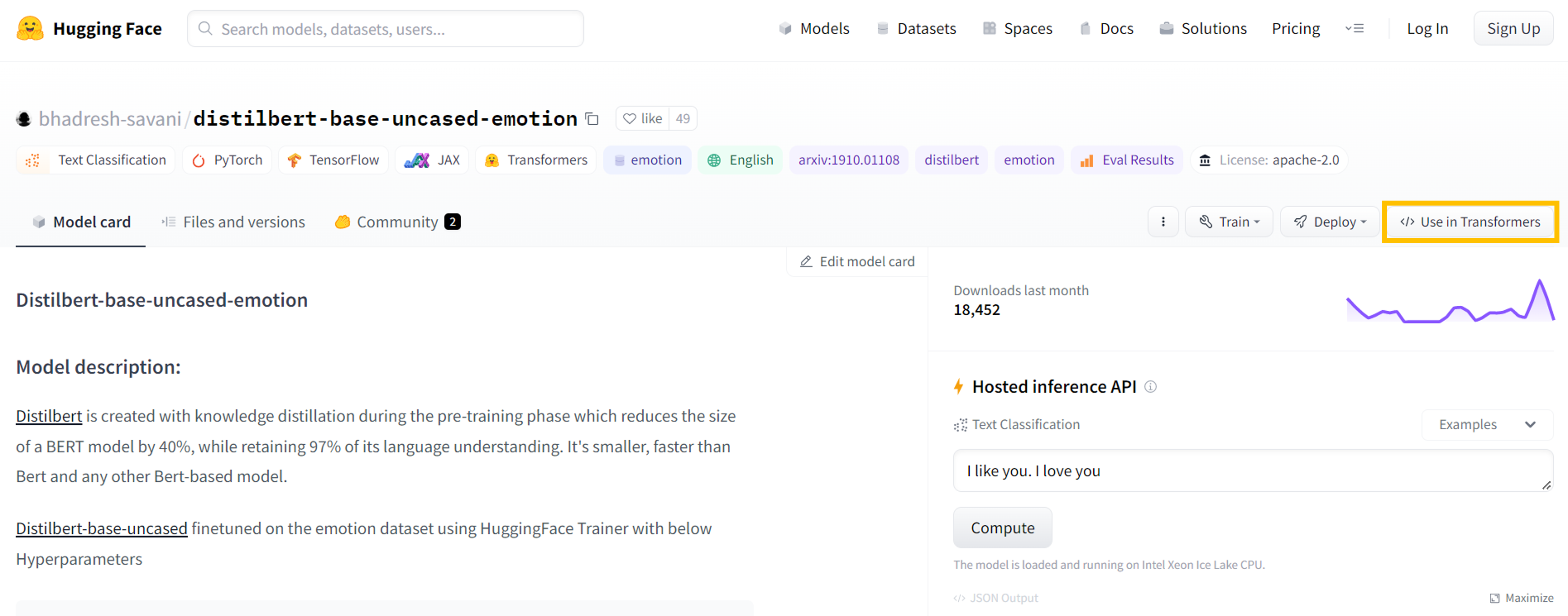 Figure 1. Hugging Face Model Card
